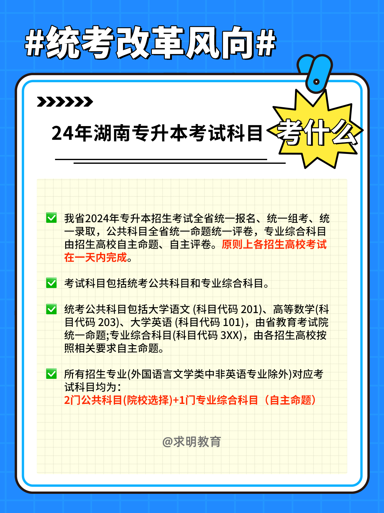 2024年湖南省专升本考试内容